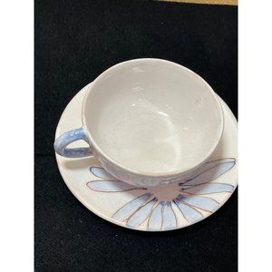 Vintage Ernestine Salerno Italy Cup And Saucer Set White Ceramic Floral